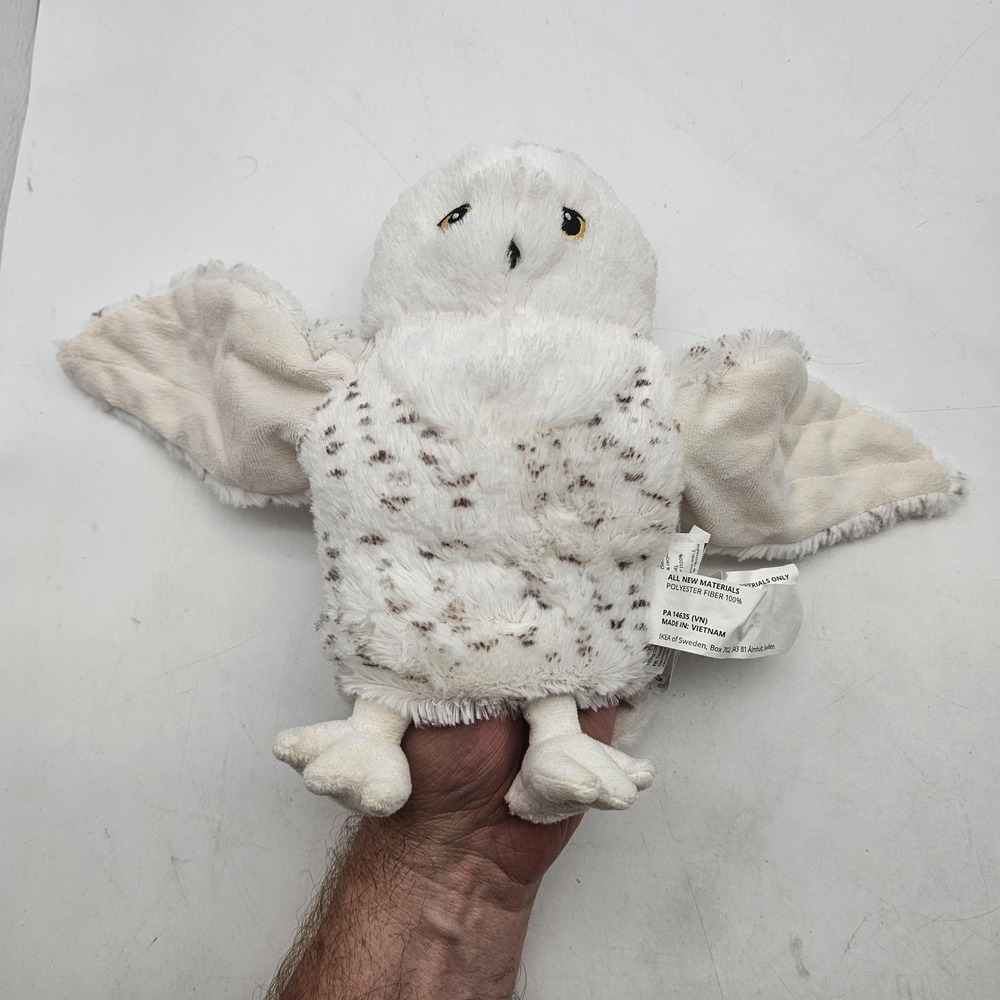 IKEA Owl Bird Hand Puppet Plush Stuffed Animal Toy Small White Soft Washable